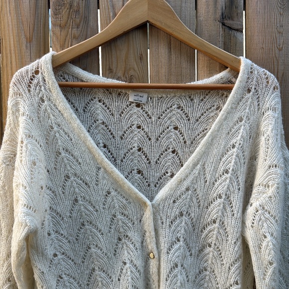 Wilfred Cream Cardigan Sweater with Lacey Knit - Picture 2 of 9